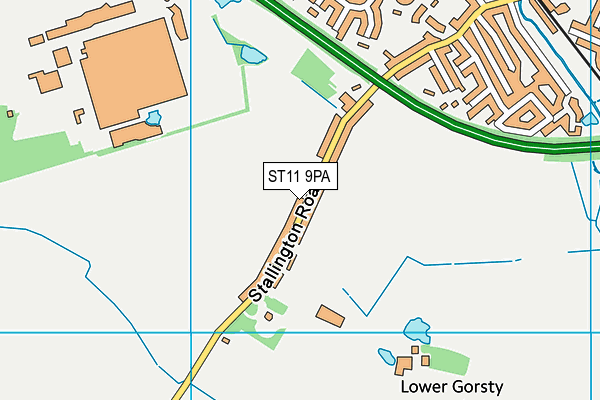 ST11 9PA map - OS VectorMap District (Ordnance Survey)