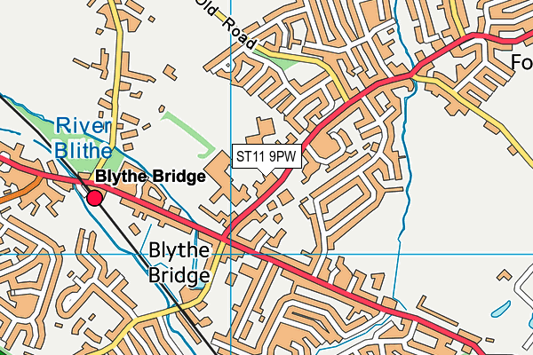 Blythe Bridge High School And Sixth Form map (ST11 9PW) - OS VectorMap District (Ordnance Survey)