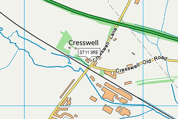 Cresswell Old Road Football Pitch map (ST11 9RE) - OS VectorMap District (Ordnance Survey)