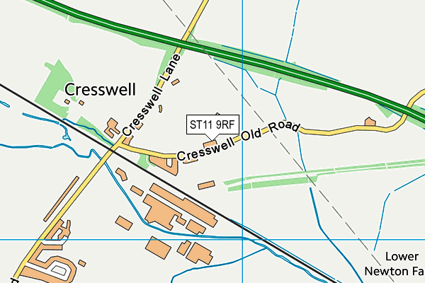Cresswell Old Lane (Closed) map (ST11 9RF) - OS VectorMap District (Ordnance Survey)
