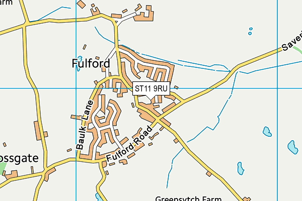 ST11 9RU map - OS VectorMap District (Ordnance Survey)