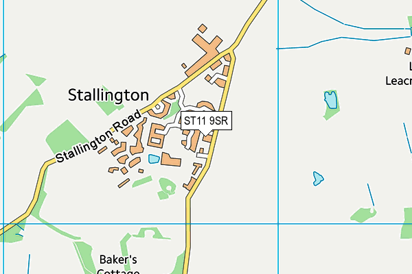 ST11 9SR map - OS VectorMap District (Ordnance Survey)