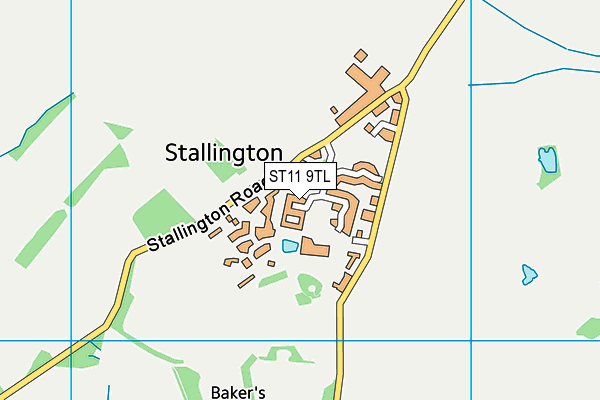 ST11 9TL map - OS VectorMap District (Ordnance Survey)