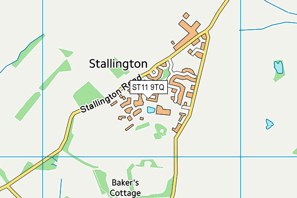ST11 9TQ map - OS VectorMap District (Ordnance Survey)