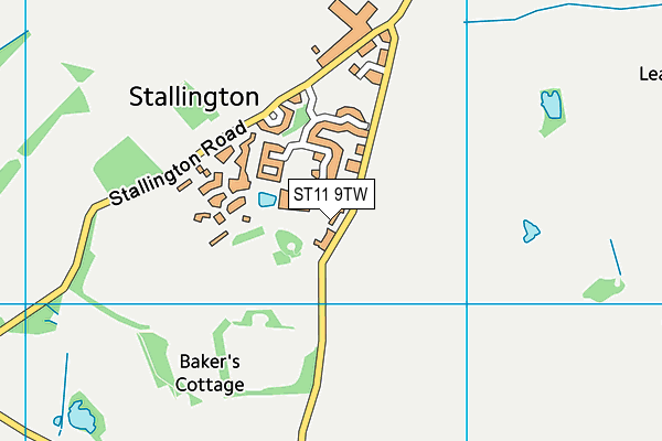 ST11 9TW map - OS VectorMap District (Ordnance Survey)