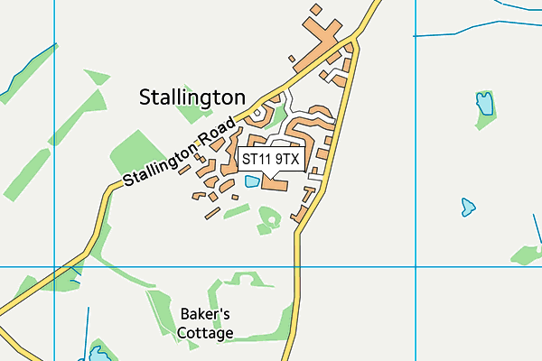 ST11 9TX map - OS VectorMap District (Ordnance Survey)