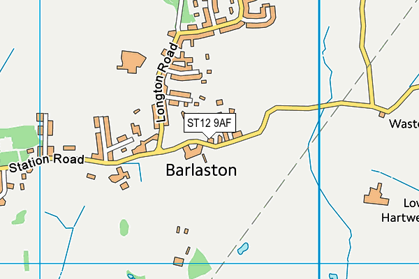 ST12 9AF map - OS VectorMap District (Ordnance Survey)