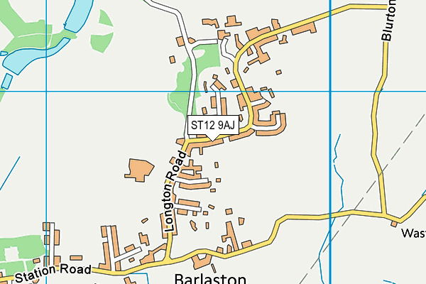 Barlaston Cricket Club map (ST12 9AJ) - OS VectorMap District (Ordnance Survey)