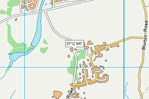 ST12 9AT map - OS VectorMap District (Ordnance Survey)