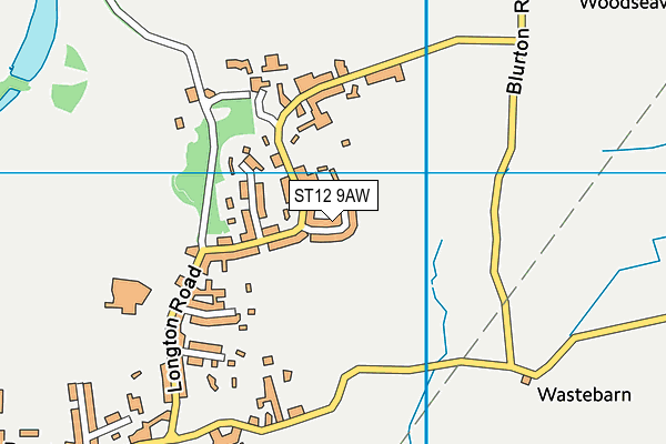 ST12 9AW map - OS VectorMap District (Ordnance Survey)