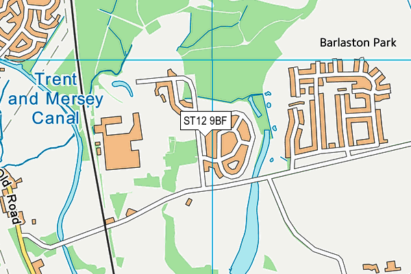 ST12 9BF map - OS VectorMap District (Ordnance Survey)