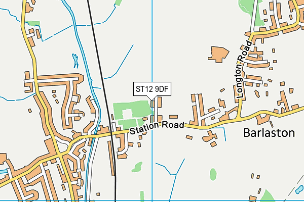 ST12 9DF map - OS VectorMap District (Ordnance Survey)