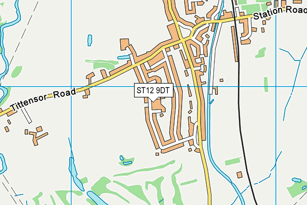 ST12 9DT map - OS VectorMap District (Ordnance Survey)