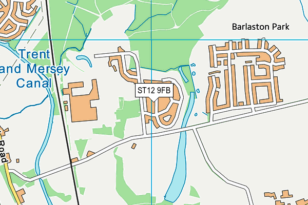 ST12 9FB map - OS VectorMap District (Ordnance Survey)