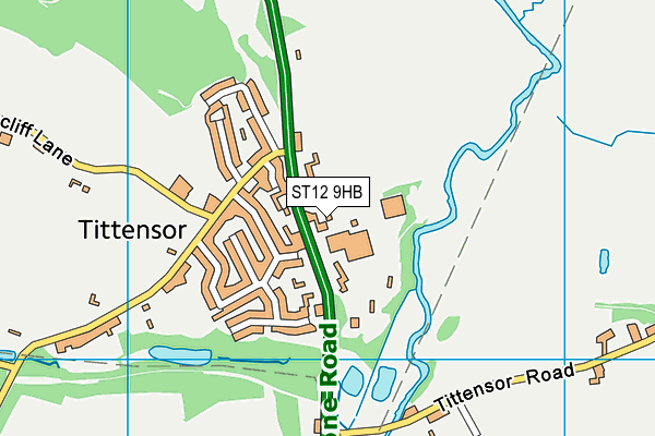 ST12 9HB map - OS VectorMap District (Ordnance Survey)