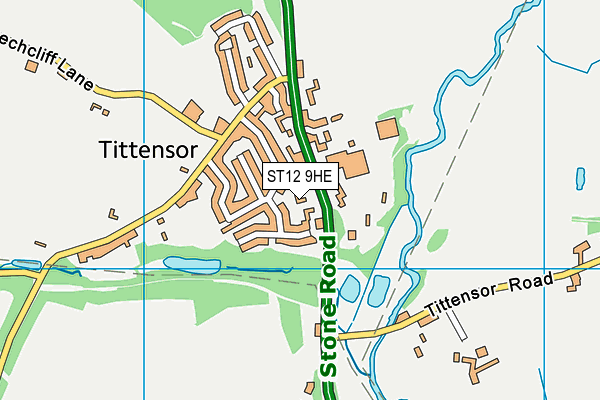 ST12 9HE map - OS VectorMap District (Ordnance Survey)
