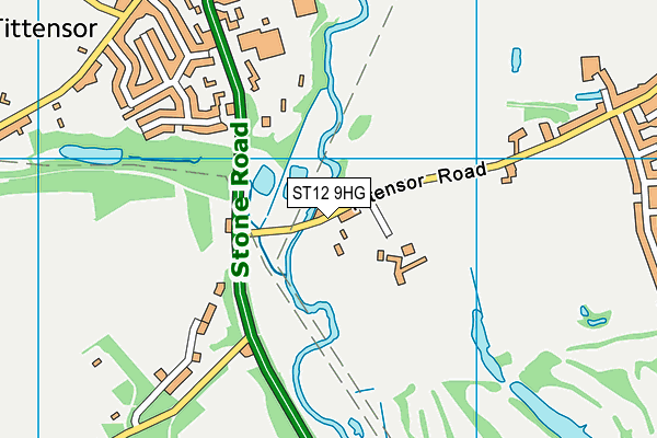 ST12 9HG map - OS VectorMap District (Ordnance Survey)