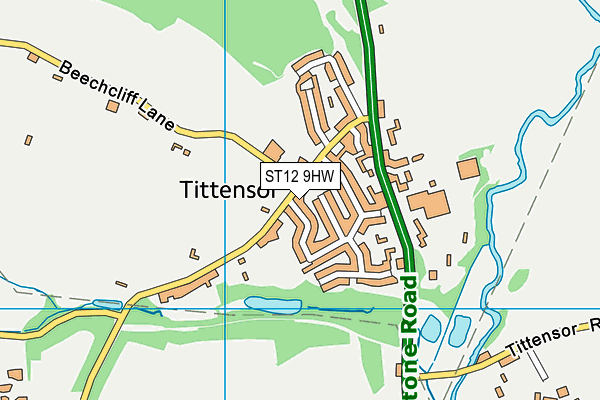 ST12 9HW map - OS VectorMap District (Ordnance Survey)