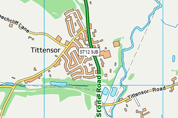 ST12 9JB map - OS VectorMap District (Ordnance Survey)