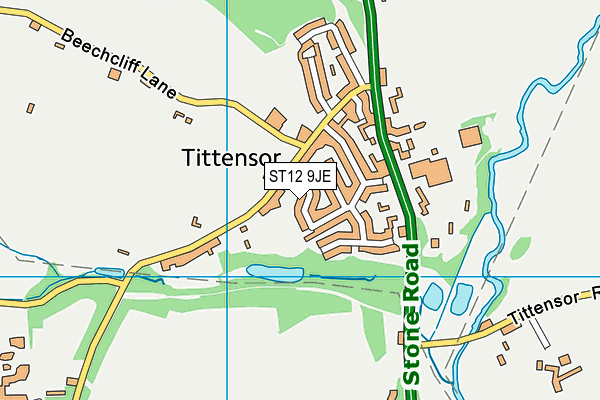ST12 9JE map - OS VectorMap District (Ordnance Survey)
