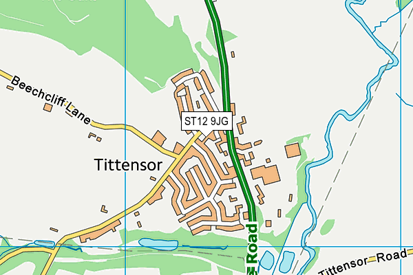 ST12 9JG map - OS VectorMap District (Ordnance Survey)