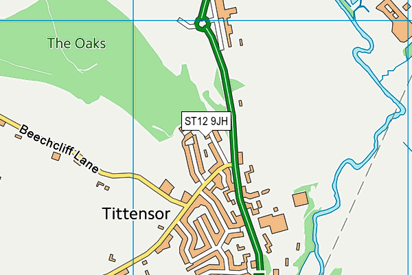 ST12 9JH map - OS VectorMap District (Ordnance Survey)