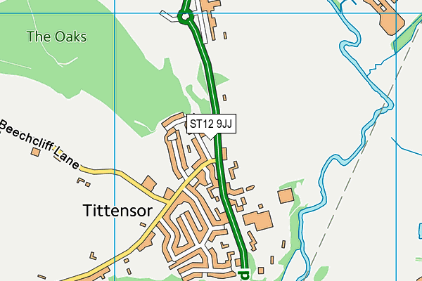 ST12 9JJ map - OS VectorMap District (Ordnance Survey)