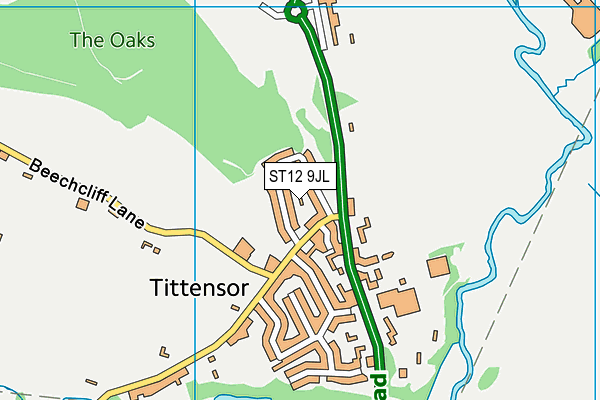 ST12 9JL map - OS VectorMap District (Ordnance Survey)
