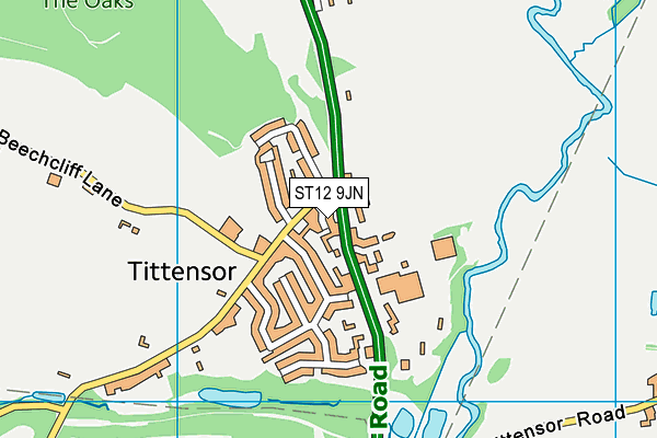ST12 9JN map - OS VectorMap District (Ordnance Survey)