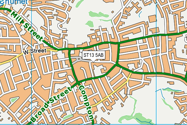 ST13 5AB map - OS VectorMap District (Ordnance Survey)