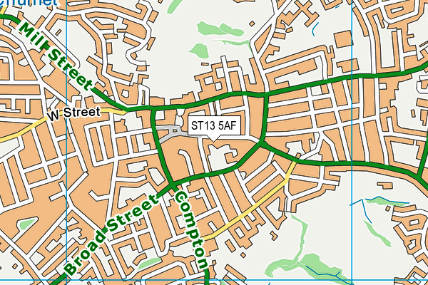 ST13 5AF map - OS VectorMap District (Ordnance Survey)