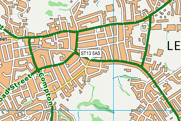 ST13 5AS map - OS VectorMap District (Ordnance Survey)