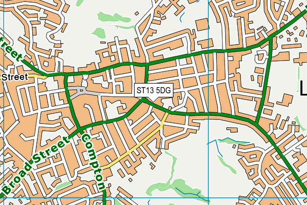ST13 5DG map - OS VectorMap District (Ordnance Survey)