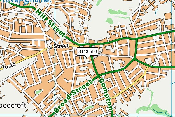 ST13 5DJ map - OS VectorMap District (Ordnance Survey)