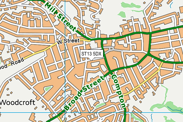ST13 5DX map - OS VectorMap District (Ordnance Survey)