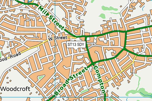 ST13 5DY map - OS VectorMap District (Ordnance Survey)