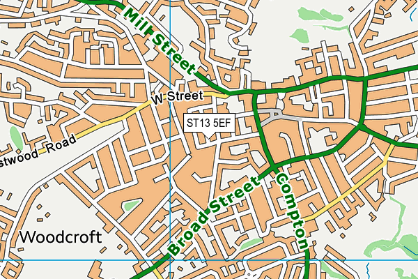 ST13 5EF map - OS VectorMap District (Ordnance Survey)