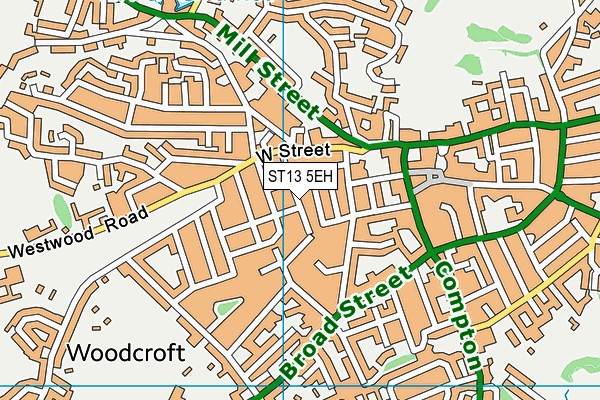 ST13 5EH map - OS VectorMap District (Ordnance Survey)