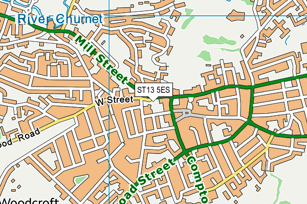 ST13 5ES map - OS VectorMap District (Ordnance Survey)