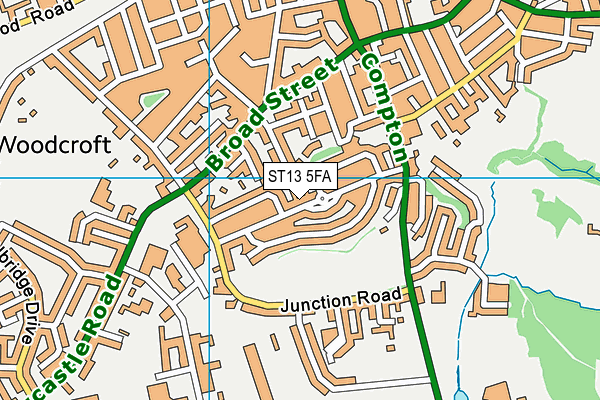 ST13 5FA map - OS VectorMap District (Ordnance Survey)