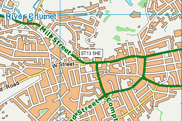 ST13 5HE map - OS VectorMap District (Ordnance Survey)