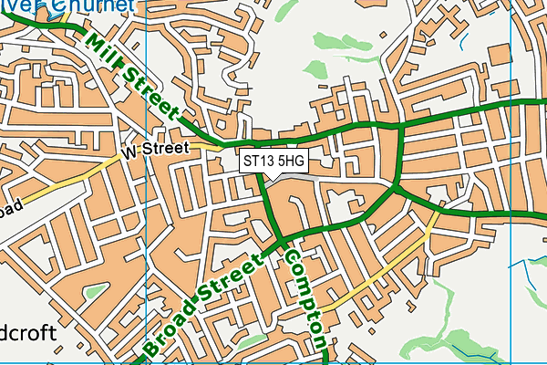 ST13 5HG map - OS VectorMap District (Ordnance Survey)