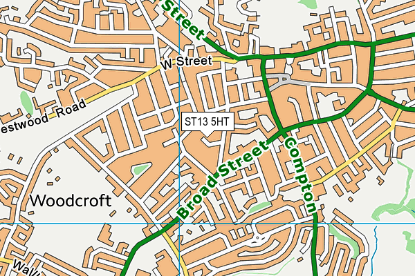 ST13 5HT map - OS VectorMap District (Ordnance Survey)