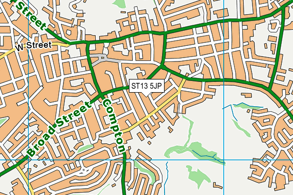 ST13 5JP map - OS VectorMap District (Ordnance Survey)