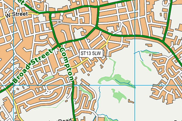 ST13 5LW map - OS VectorMap District (Ordnance Survey)