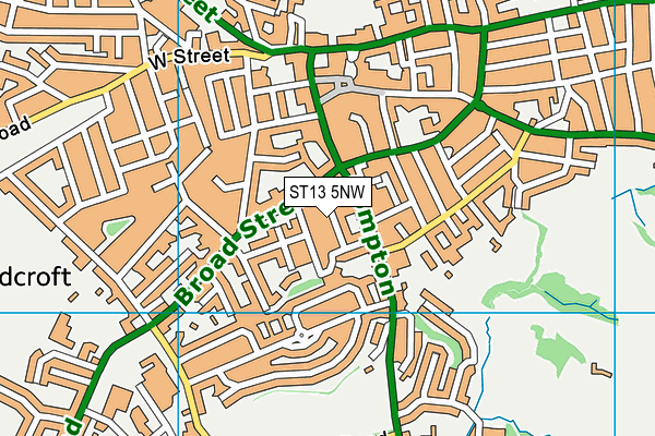 ST13 5NW map - OS VectorMap District (Ordnance Survey)