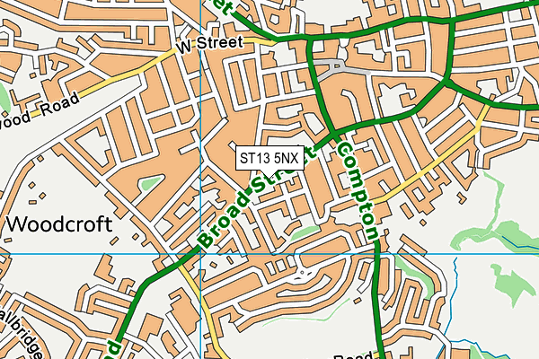 ST13 5NX map - OS VectorMap District (Ordnance Survey)