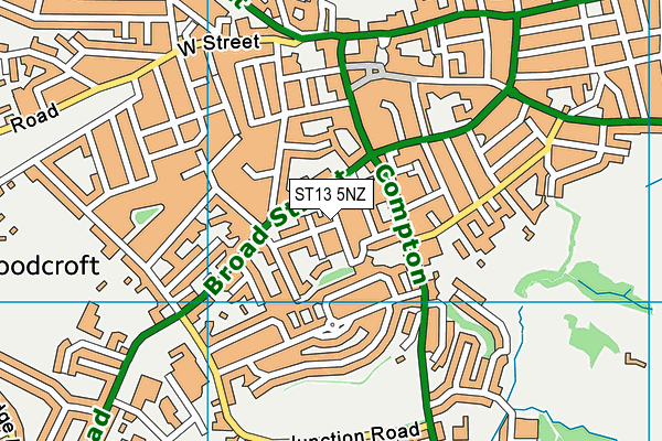 ST13 5NZ map - OS VectorMap District (Ordnance Survey)