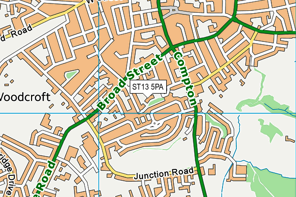 ST13 5PA map - OS VectorMap District (Ordnance Survey)