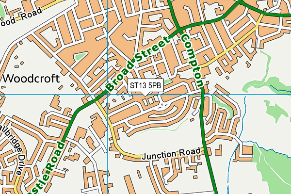 ST13 5PB map - OS VectorMap District (Ordnance Survey)